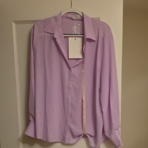 Mac Duggal Women's Classic Georgette Button-up Blouse